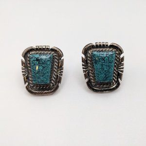 silver and turquoise Jon Mccray earrings